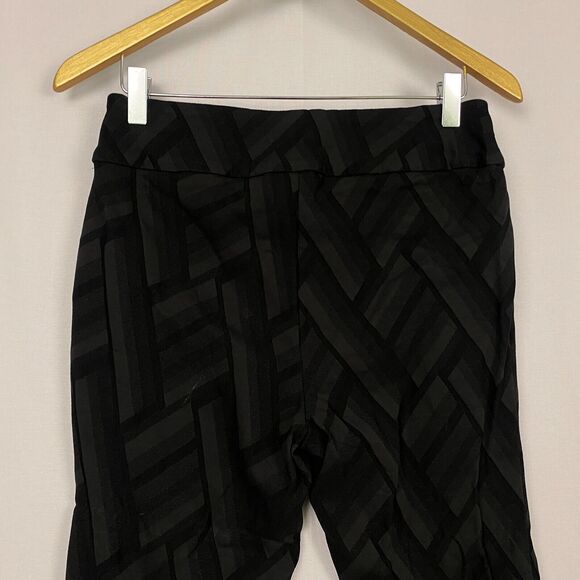 Soft Surroundings Crop Pants PS Black Geometric Notch Ankle Pull On Petite Small - Picture 3 of 13